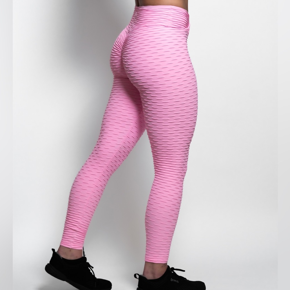 Pink Bubble Scrunch Workout Leggings: